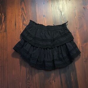 LoveShackFancy Black Layered Mini Skirt